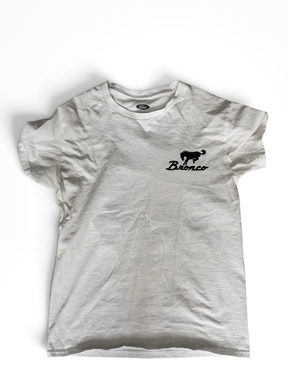 Ford Bronco White Vintage Bronco Print Graphic Tee - S